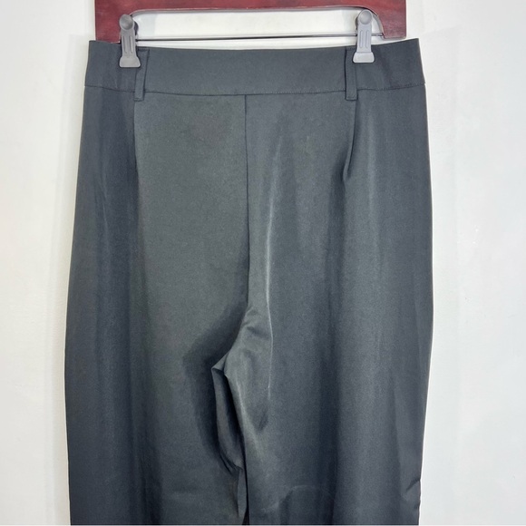 Minimalist old money black baggy high rise pleated wide leg trousers pants M - Picture 7 of 9